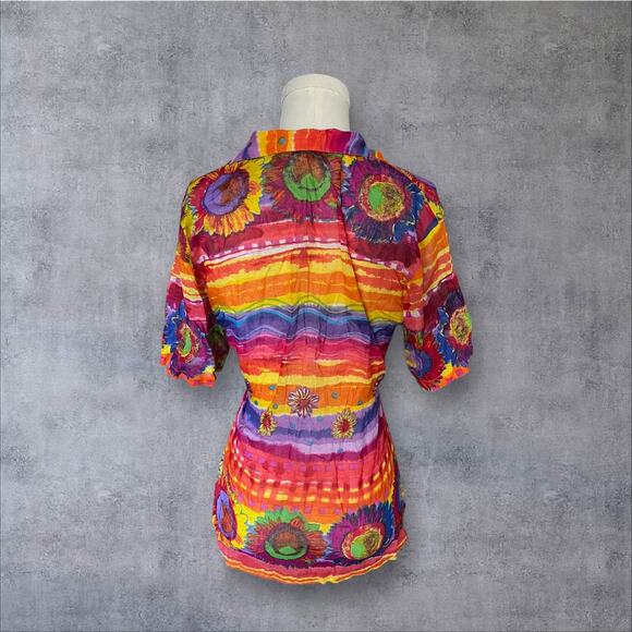 Vintage Phool Sunflower Button Up Blouse Shirt Small - Picture 3 of 4